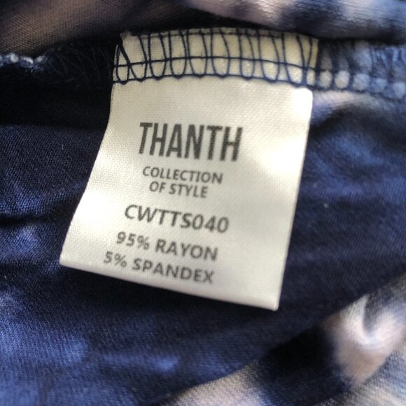 Thanth Collection of Style Blue Tie Dye Print Tunic Top Medium - Picture 7 of 8